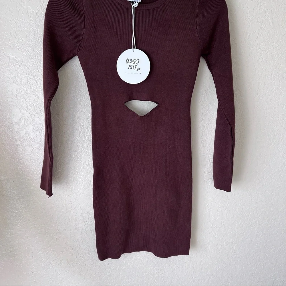 NEW Princess Polly SERENITY MINI DRESS BROWN size L - Picture 6 of 9